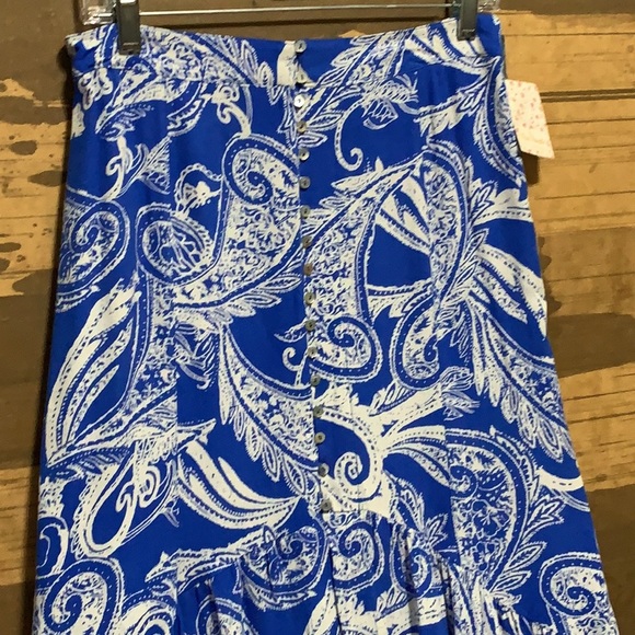 Free People Smooth Sailing Blue Paisley Maxi Skirt Sz 6 - Picture 4 of 11